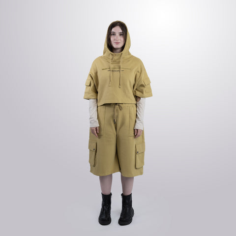 Short Sleeve Crop Fleece Hoodie