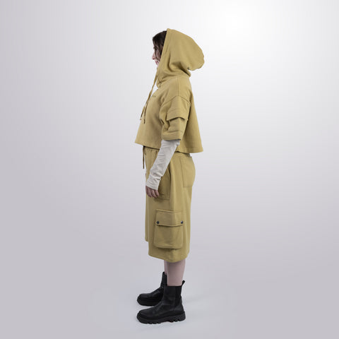 Short Sleeve Crop Fleece Hoodie