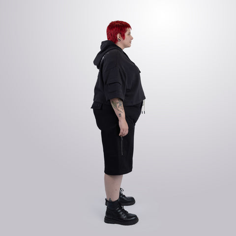 Short Sleeve Crop Fleece Hoodie