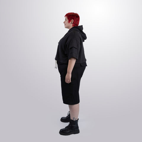 Short Sleeve Crop Fleece Hoodie