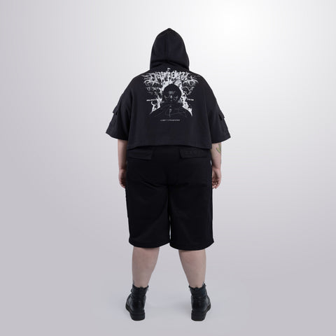 Short Sleeve Crop Fleece Hoodie