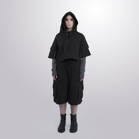 Short Sleeve Crop Fleece Hoodie