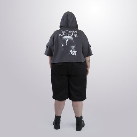 Short Sleeve Crop Fleece Hoodie
