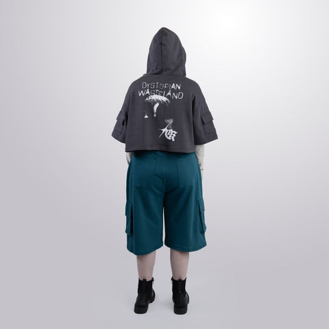 Short Sleeve Crop Fleece Hoodie