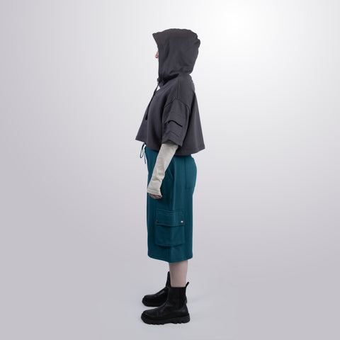 Short Sleeve Crop Fleece Hoodie