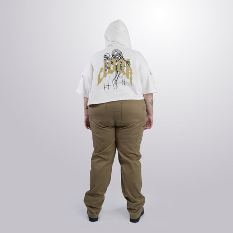 Short Sleeve Crop Fleece Hoodie