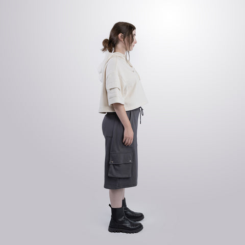Short Sleeve Crop Fleece Hoodie