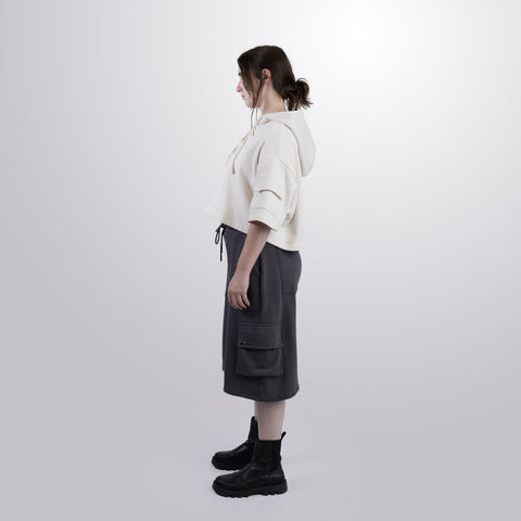 Short Sleeve Crop Fleece Hoodie