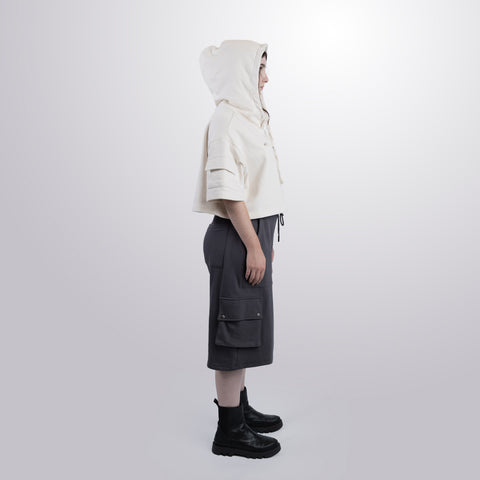 Short Sleeve Crop Fleece Hoodie