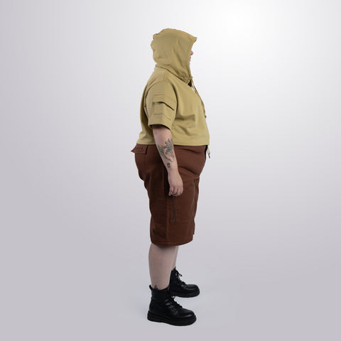 Short Sleeve Crop Fleece Hoodie