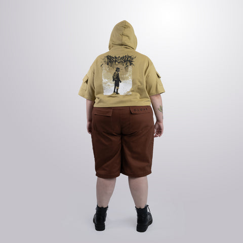 Short Sleeve Crop Fleece Hoodie