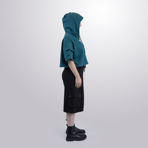 Short Sleeve Crop Fleece Hoodie