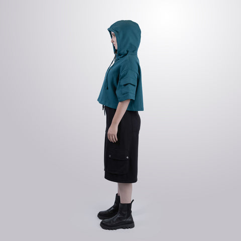 Short Sleeve Crop Fleece Hoodie