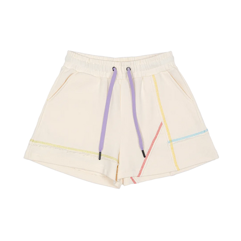 Prism Rainbow-Stitch Flared Sweatshorts