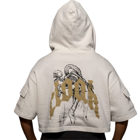Short Sleeve Crop Fleece Hoodie