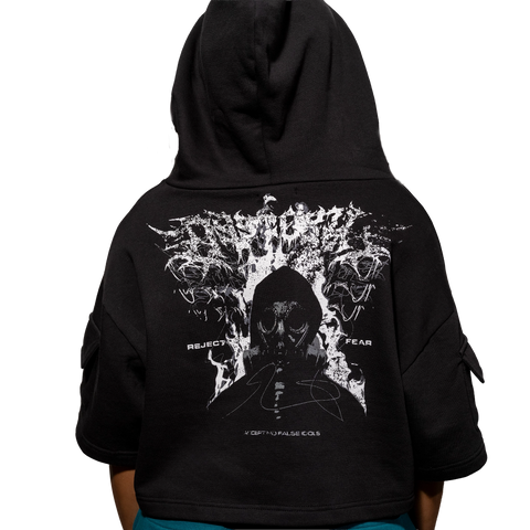 Short Sleeve Crop Fleece Hoodie