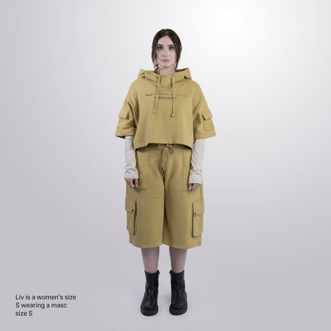 Short Sleeve Crop Fleece Hoodie