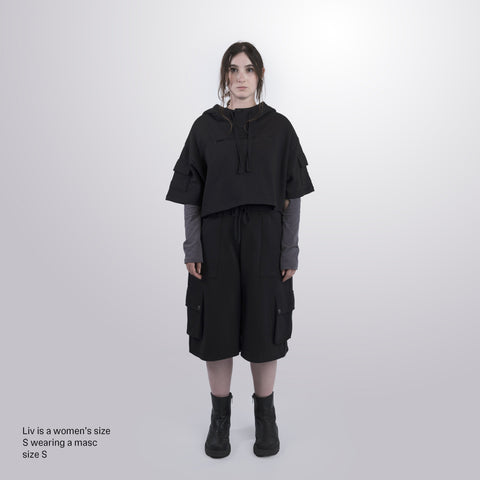 Short Sleeve Crop Fleece Hoodie