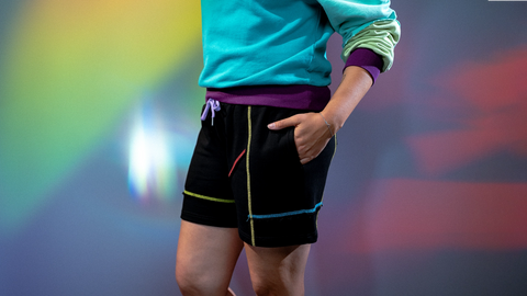 Prism Rainbow-Stitch Sweatshorts