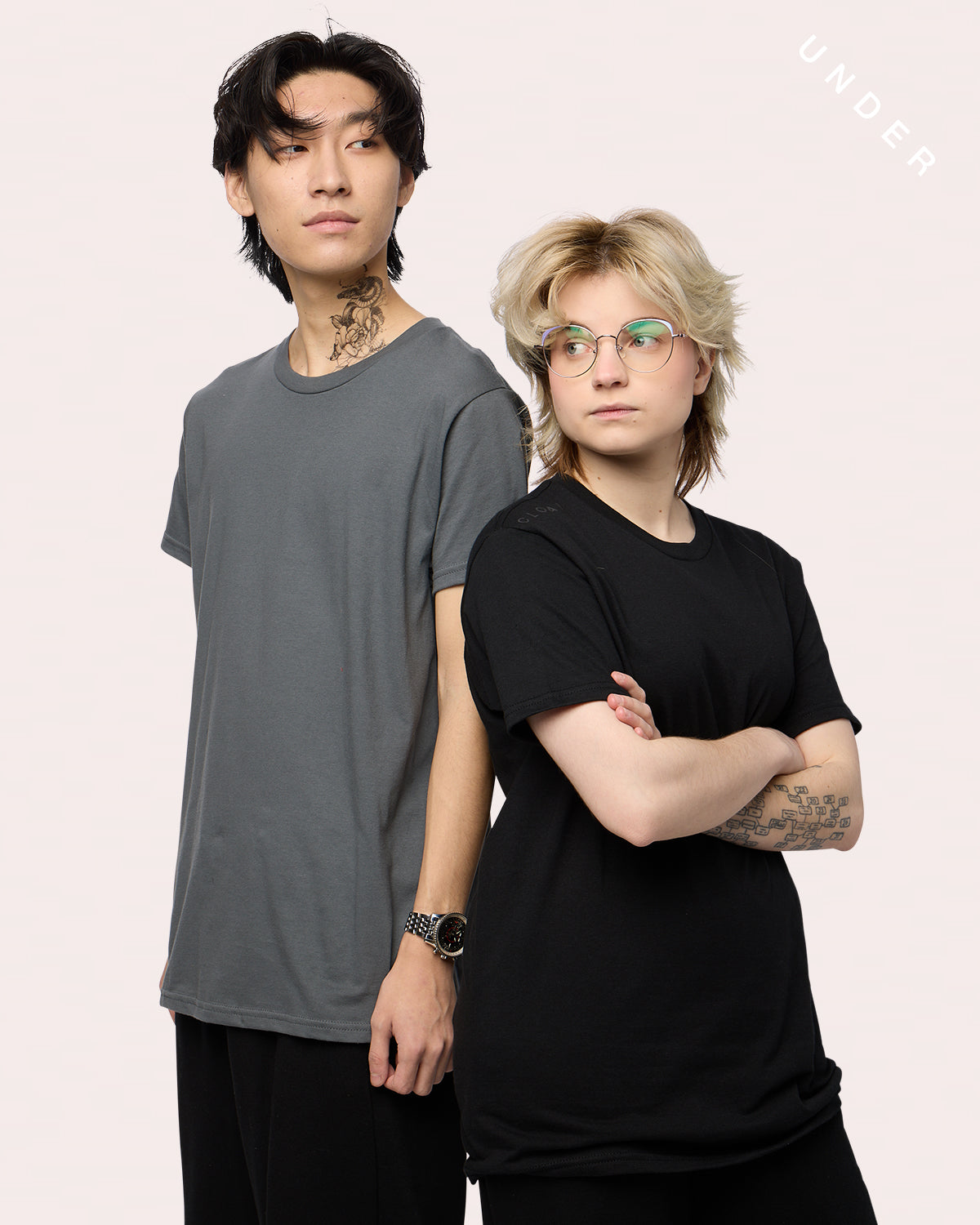 ESSENTIAL TEES (TWO PACK) BLACK & CHARCOAL