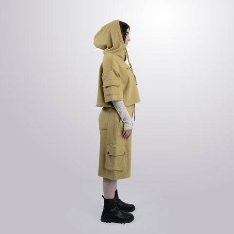 Short Sleeve Crop Fleece Hoodie