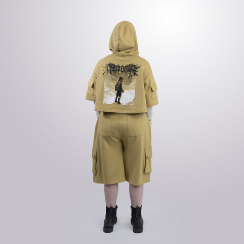 Short Sleeve Crop Fleece Hoodie