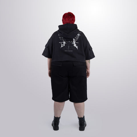 Short Sleeve Crop Fleece Hoodie