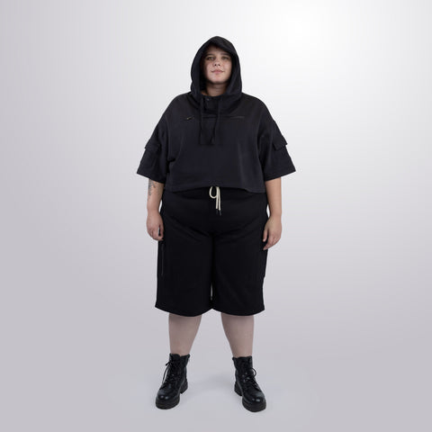 Short Sleeve Crop Fleece Hoodie