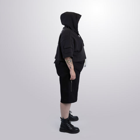 Short Sleeve Crop Fleece Hoodie