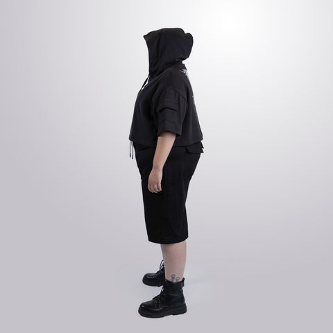 Short Sleeve Crop Fleece Hoodie