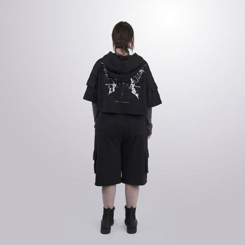 Short Sleeve Crop Fleece Hoodie