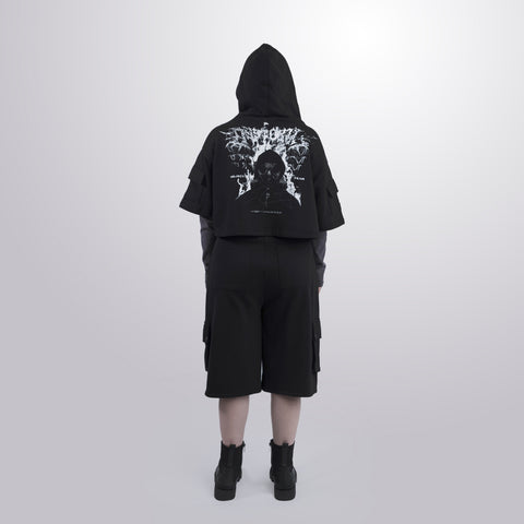Short Sleeve Crop Fleece Hoodie