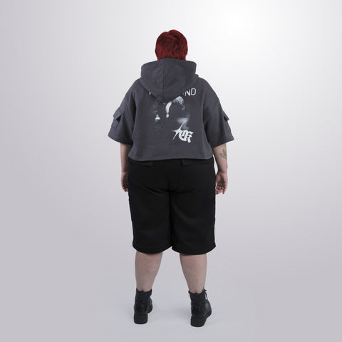 Short Sleeve Crop Fleece Hoodie