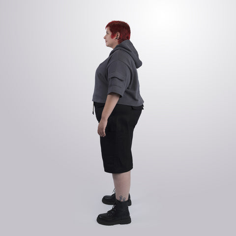 Short Sleeve Crop Fleece Hoodie