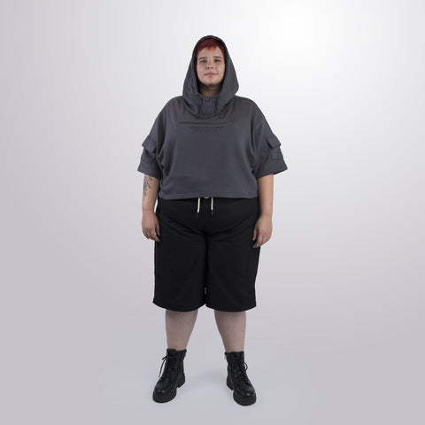 Short Sleeve Crop Fleece Hoodie