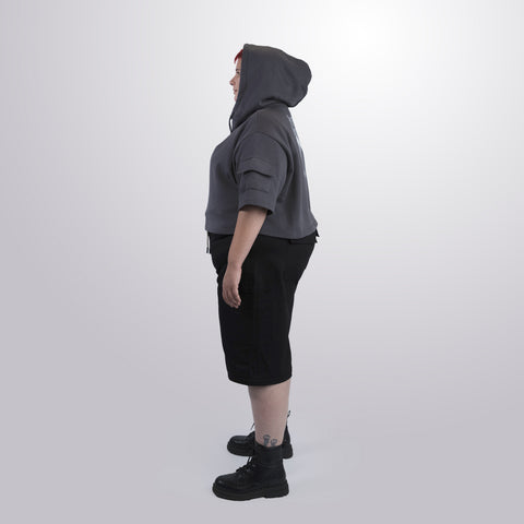 Short Sleeve Crop Fleece Hoodie