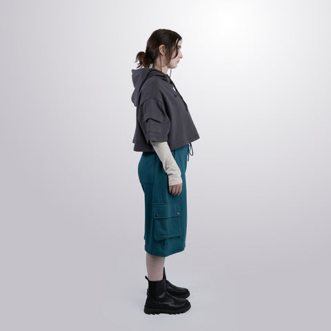 Short Sleeve Crop Fleece Hoodie