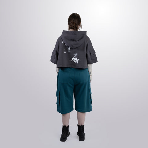 Short Sleeve Crop Fleece Hoodie