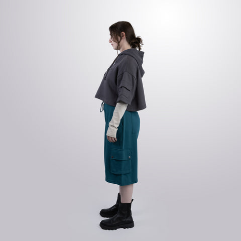Short Sleeve Crop Fleece Hoodie