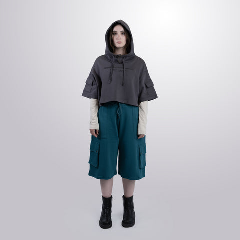Short Sleeve Crop Fleece Hoodie
