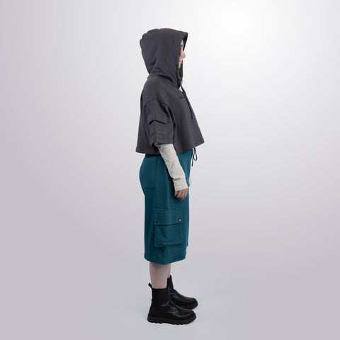 Short Sleeve Crop Fleece Hoodie