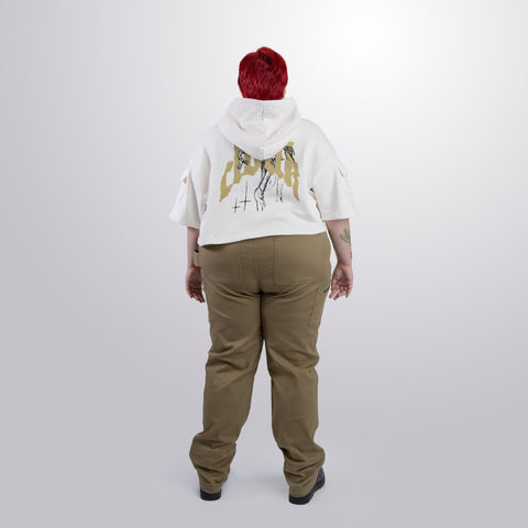 Short Sleeve Crop Fleece Hoodie