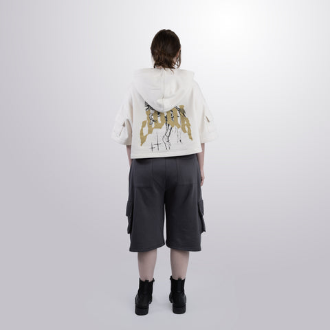 Short Sleeve Crop Fleece Hoodie