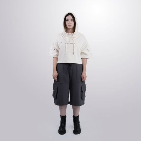 Short Sleeve Crop Fleece Hoodie