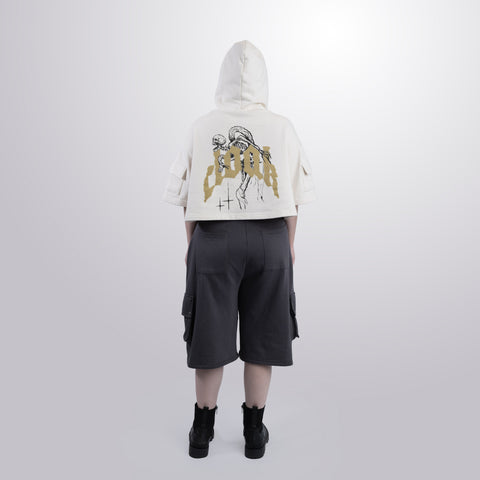 Short Sleeve Crop Fleece Hoodie