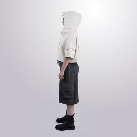 Short Sleeve Crop Fleece Hoodie