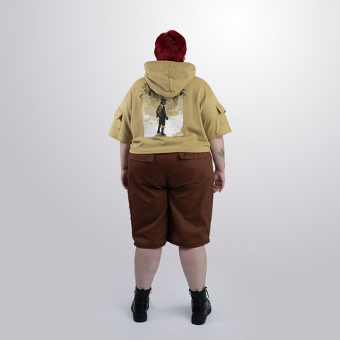 Short Sleeve Crop Fleece Hoodie
