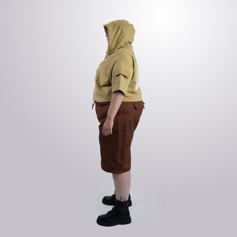 Short Sleeve Crop Fleece Hoodie