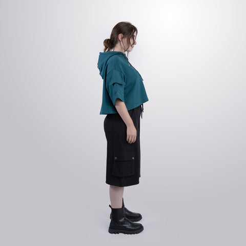 Short Sleeve Crop Fleece Hoodie