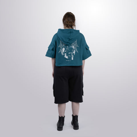 Short Sleeve Crop Fleece Hoodie